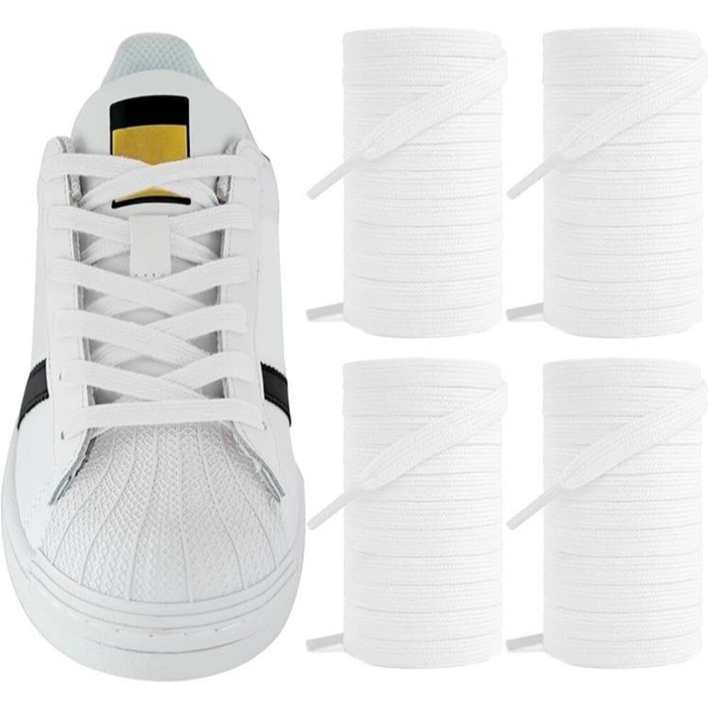 UamGlsob Cotton Shoe Laces 2 Pairs for Golden Goose Sneakers, 47"/120cm, White